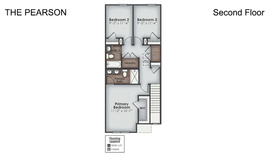 2D floor plan layout of this home in The Cove at Indigo Preserve Townhomes, Leland, NC (Image 3).