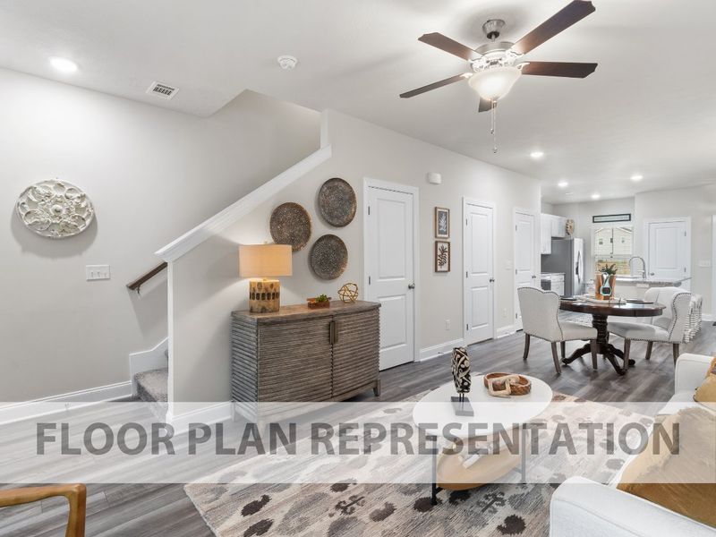 Athens Plan Family Room & Stairs | Ivey Homes