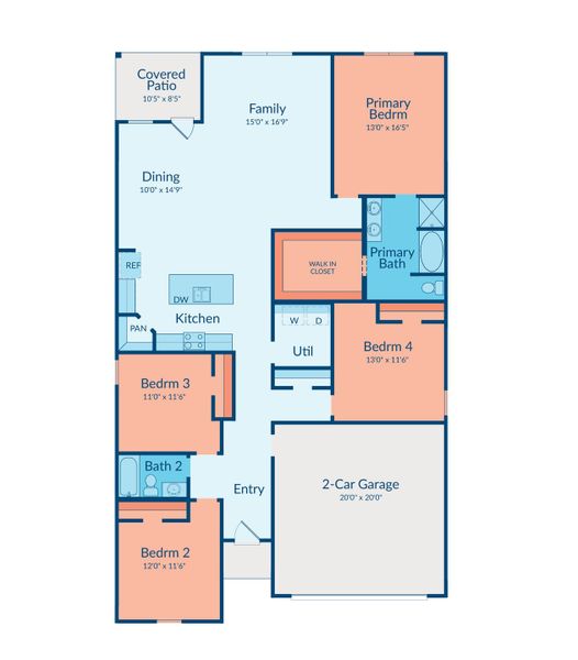 2D floor plan layout of this home in Meridiana, Manvel, TX (Image 2). 2D floor plan layout of this home in Meridiana, Manvel, TX (Image 2).