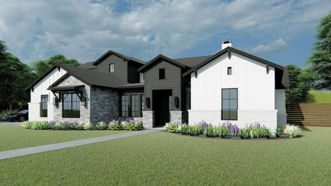 Front exterior of a new home in The Vines, Haslet, TX, highlighting curb appeal (Image 9).