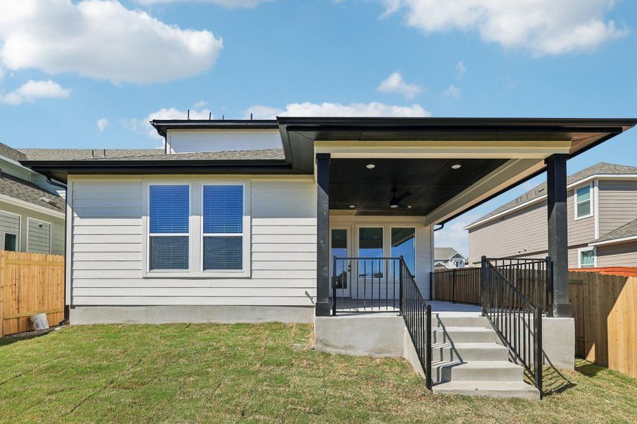 Exterior details and patio area of a home in Lariat, Liberty Hill (Image 22). Exterior details and patio area of a home in Lariat, Liberty Hill (Image 22).