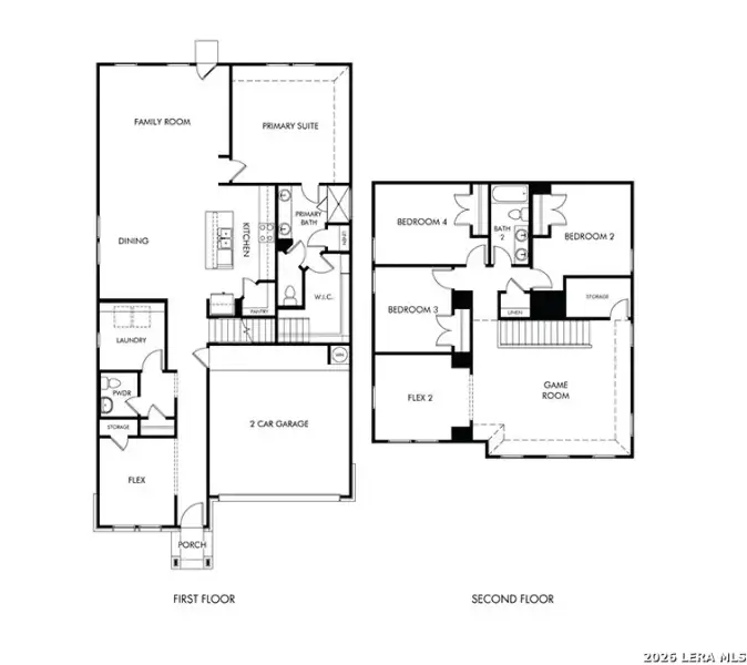 2D floor plan layout of this home in Remington Ranch, San Antonio, TX (Image 3).