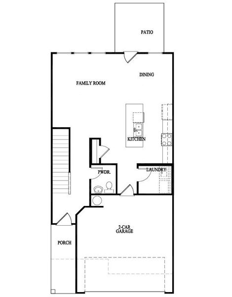 2D floor plan layout for the The Porter by RTS Homes in The Pointe at Villages on Marne, Hinesville, GA (Image 4).