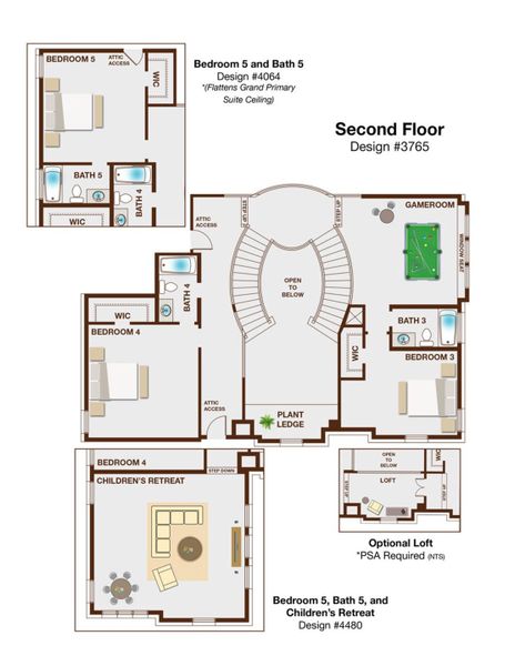 2D floor plan layout for the Downton Abbey Estate by Grand Homes in Providence Cove, McKinney, TX (Image 4).