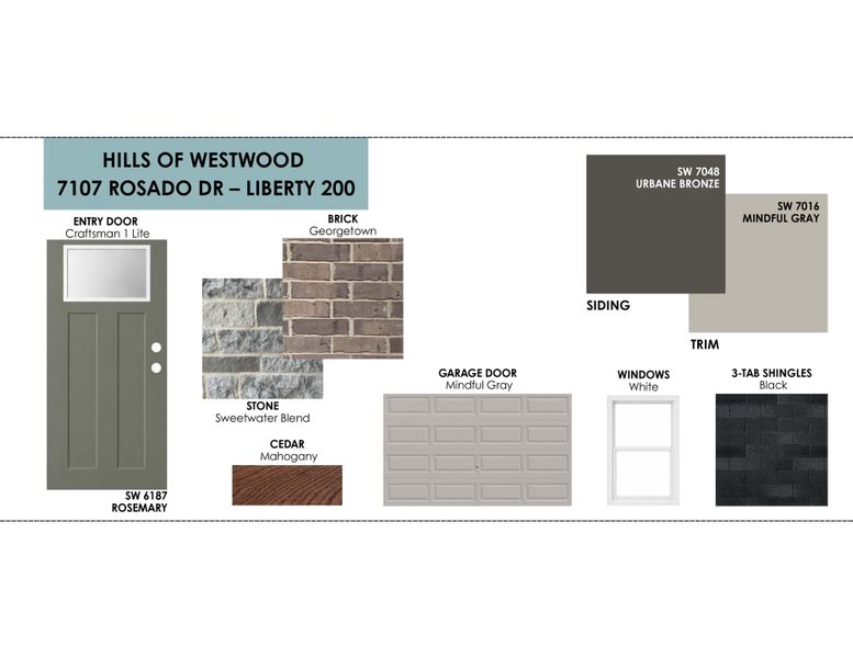 Sample of building materials used in homes in Hills of Westwood, Temple (Image 3).