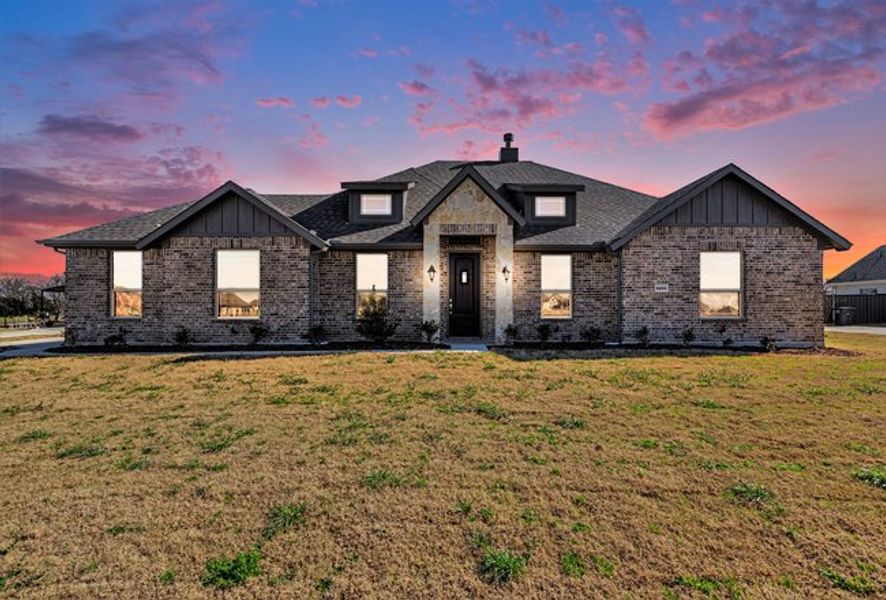 Representative exterior photo of a completed home built from the The Pear by Sumeer Homes in Stone Henge II, Sanger, TX (Image 1). Representative exterior photo of a completed home built from the The Pear by Sumeer Homes in Stone Henge II, Sanger, TX (Image 1).