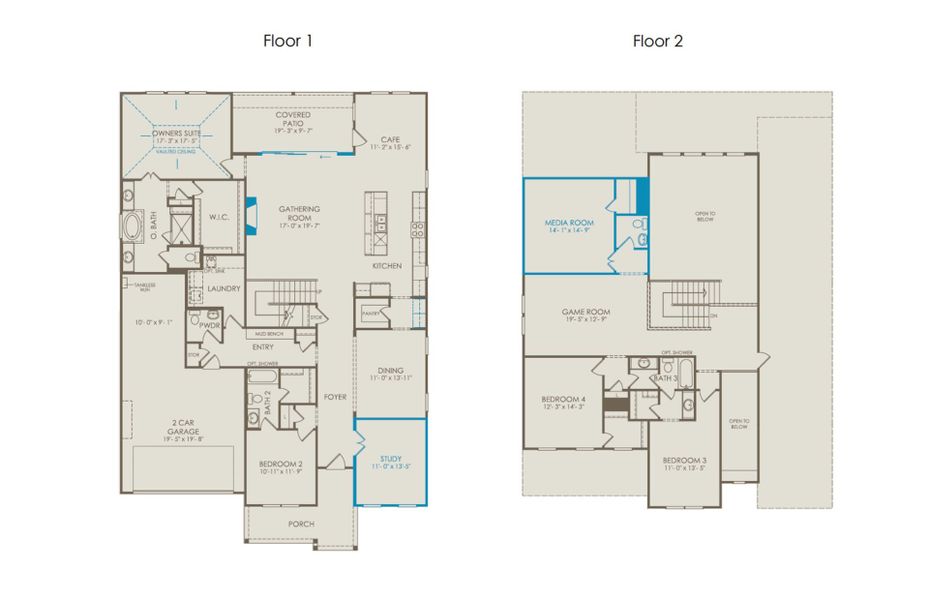 2D floor plan layout of this home in Wilson Creek Meadows, Celina, TX (Image 4).