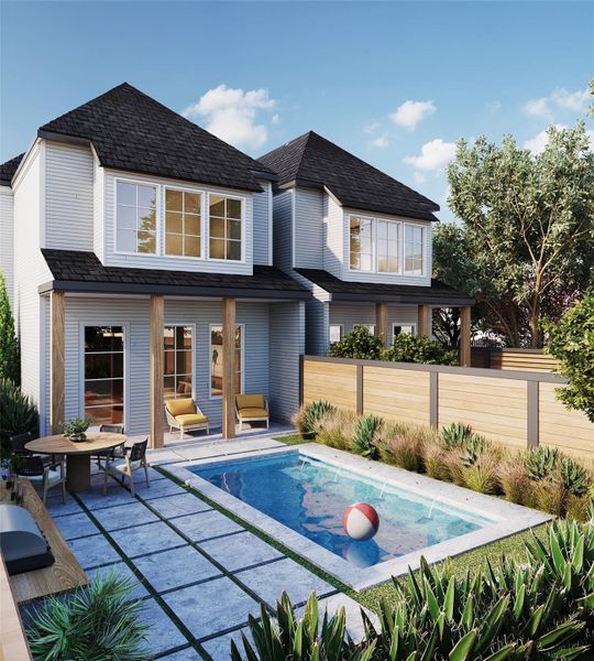 * RENDERING* Private backyard for visions of a pool and outdoor kitchen. *Pool not included.