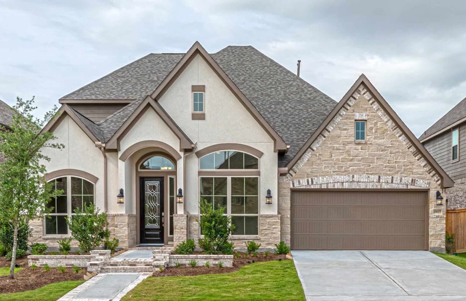 Representative exterior photo of a completed home built from the 3546 by Ravenna Homes in Cross Creek West, Fulshear, TX (Image 21). Representative exterior photo of a completed home built from the 3546 by Ravenna Homes in Cross Creek West, Fulshear, TX (Image 21).