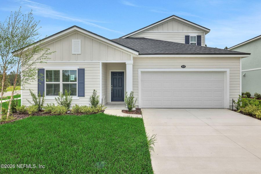 Front exterior of a new home in Amberly, Green Cove Springs, FL, highlighting curb appeal (Image 23).
