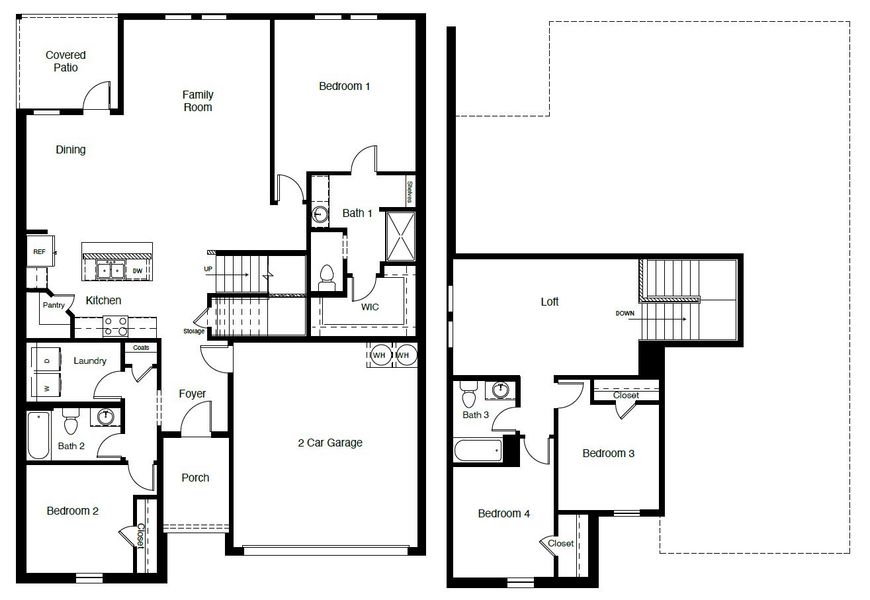 2D floor plan layout for the Midland by D.R. Horton in Lankford Farms, Cleburne, TX (Image 4). 2D floor plan layout for the Midland by D.R. Horton in Lankford Farms, Cleburne, TX (Image 4).