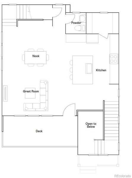 2D floor plan layout of this home in Parterre: The Skyline Collection, Thornton, CO (Image 1).