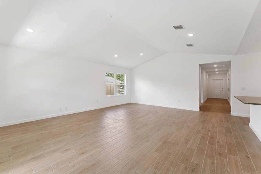 Kitchen, Great Room & Dining Area