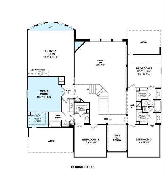 The Lauren floor plan by K. Hovnanian® Homes. 2nd Floor shown. *Prices, plans, dimensions, features, specifications, materials, and availability of homes or communities are subject to change without notice or obligation.