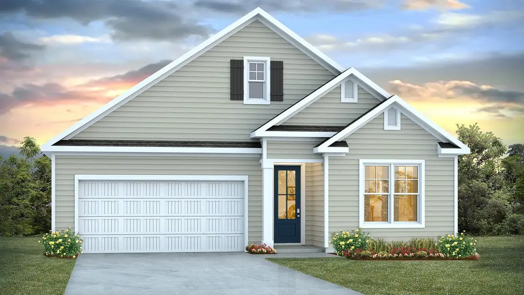 Representative exterior photo of a completed home built from the DARBY by D.R. Horton in The Preserve at Tidewater, Sneads Ferry, NC (Image 2).