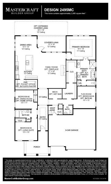 2D floor plan layout for the 2495MC by MasterCraft Builder Group in SilverLeaf, St. Augustine, FL (Image 3).