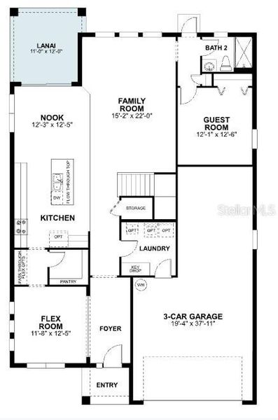 2D floor plan layout of this home in Eden at Crossprairie, St. Cloud, FL (Image 3).