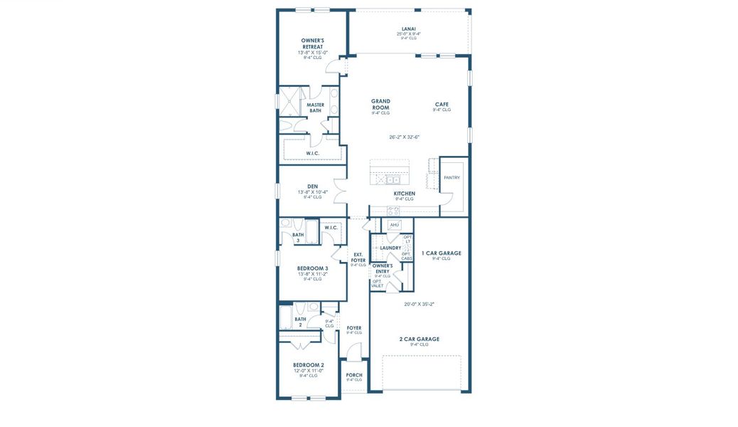 2D floor plan layout for the Heron II by Homes by WestBay in Star Farms at Lakewood Ranch, Lakewood Ranch, FL (Image 3).