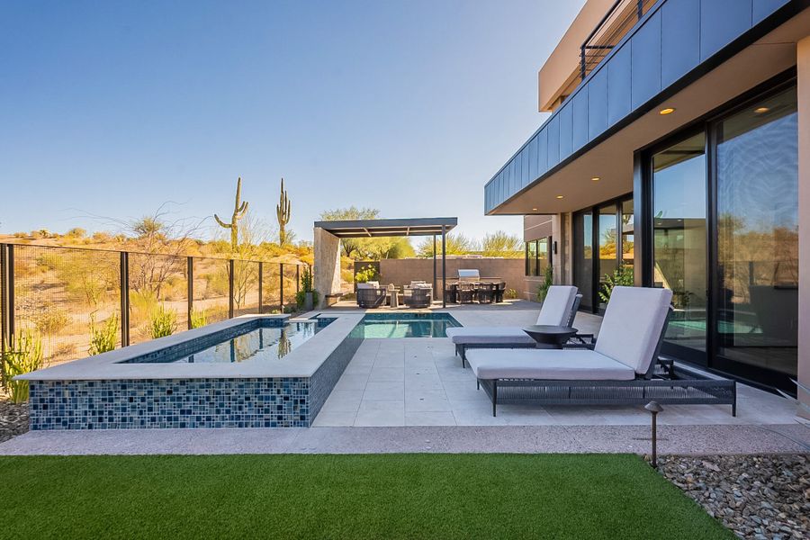 Exterior details and patio area of a home in Village at Seven Desert Mountain, Scottsdale (Image 20).