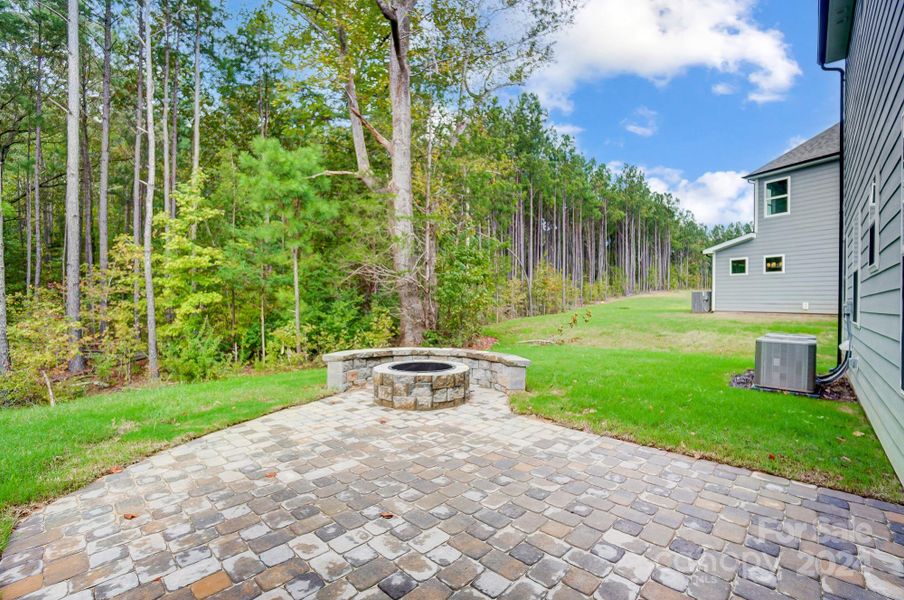 Paver Patio with Firepit and Seating Wall