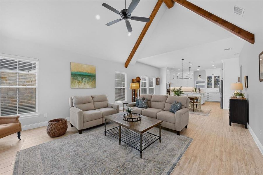 The most gorgeous gran entry in the neighborhood! Soaring cathedral ceilings with wood beams