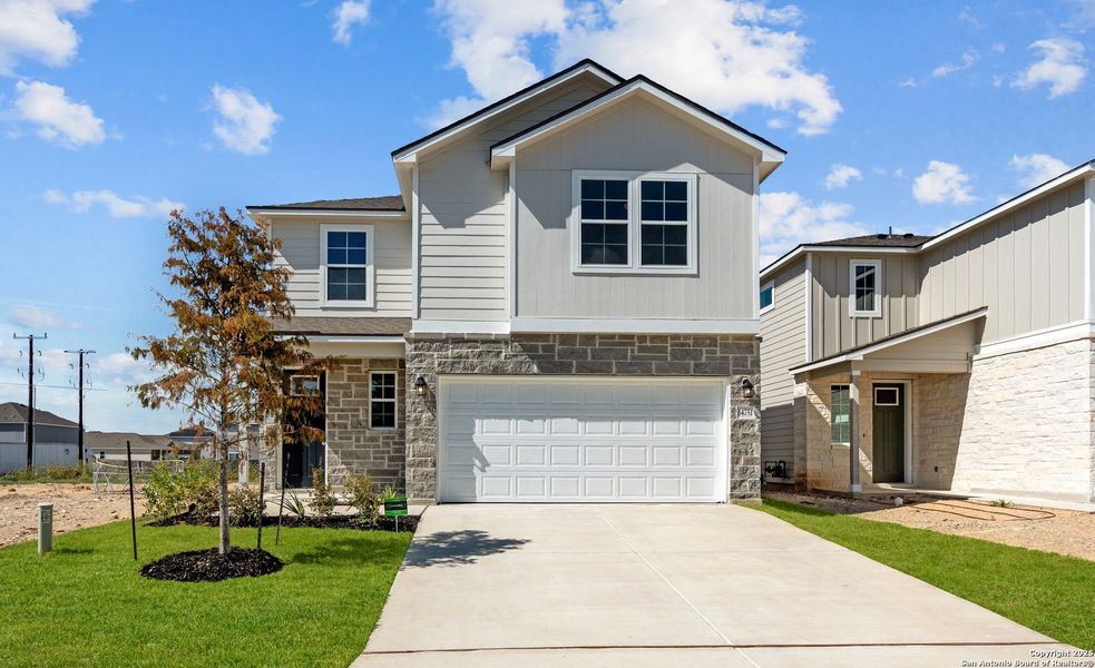 Front exterior of a new home in Talley Fields, San Antonio, TX, highlighting curb appeal (Image 2). Front exterior of a new home in Talley Fields, San Antonio, TX, highlighting curb appeal (Image 2).