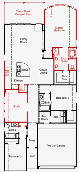 2D floor plan layout of this home in Dunham Pointe 50', Cypress, TX (Image 5).
