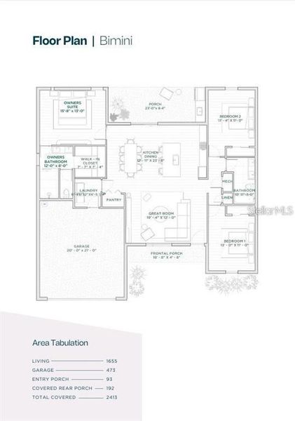 2D floor plan layout of this home in Marion Oaks, Ocala, FL (Image 5).