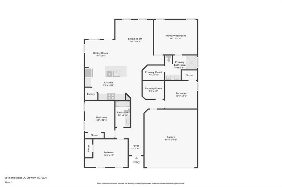 2D floor plan layout of this home in Terra Trace, Fort Worth, TX (Image 5).