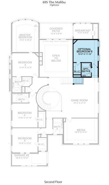 2D floor plan layout for the Malibu by Landon Homes in Fields - Brookside North, Frisco, TX (Image 8). 2D floor plan layout for the Malibu by Landon Homes in Fields - Brookside North, Frisco, TX (Image 8).