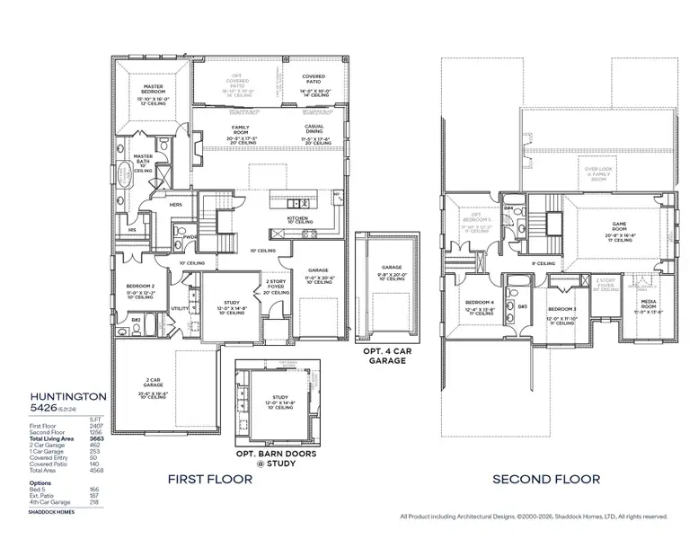 2D floor plan layout for the Huntington - SH 5426 by Shaddock Homes in Park Place - 80' Lots, Prosper, TX (Image 5). 2D floor plan layout for the Huntington - SH 5426 by Shaddock Homes in Park Place - 80' Lots, Prosper, TX (Image 5).