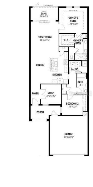 2D floor plan layout of this home in Sunstone at Wellen Park, Venice, FL (Image 2).