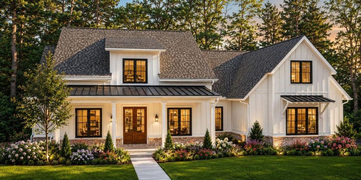 Front exterior of a new home in , Norcross, GA, highlighting curb appeal (Image 1). Front exterior of a new home in , Norcross, GA, highlighting curb appeal (Image 1).