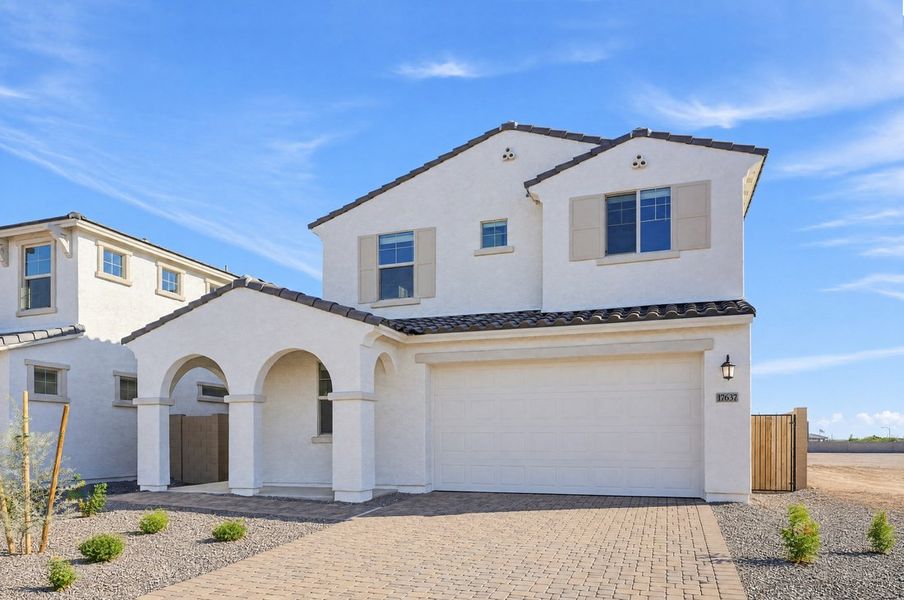 Front exterior of a new home in Allen Ranches, Litchfield Park, AZ, highlighting curb appeal (Image 19).
