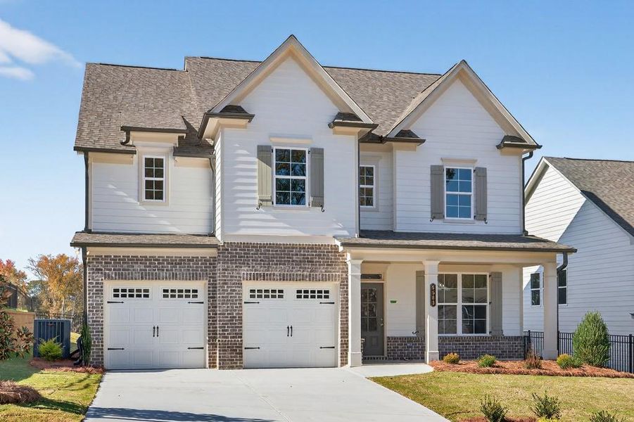 Front exterior of a new home in Hemingway, Flowery Branch, GA, highlighting curb appeal (Image 21).