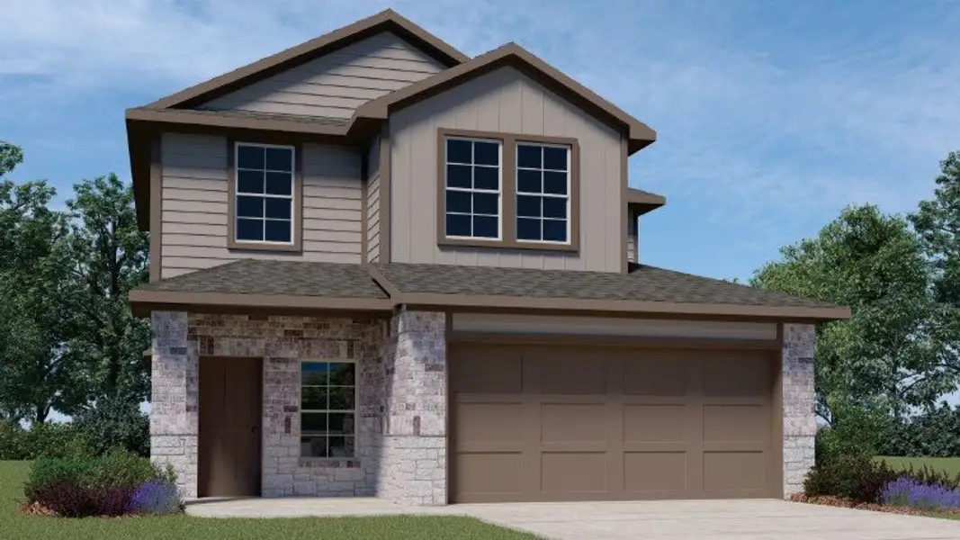 Representative exterior photo of a completed home built from the Hanna - X30H by D.R. Horton in August Trails, Needville, TX (Image 2). Representative exterior photo of a completed home built from the Hanna - X30H by D.R. Horton in August Trails, Needville, TX (Image 2).