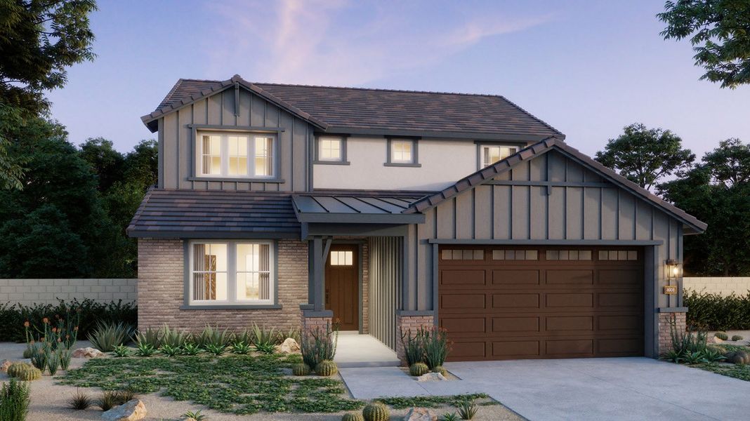 Representative exterior photo of a completed home built from the 4004 by Risewell Homes in Teravalis, Buckeye, AZ (Image 5). Representative exterior photo of a completed home built from the 4004 by Risewell Homes in Teravalis, Buckeye, AZ (Image 5).