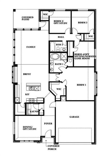 2D floor plan layout of this home in Sunset Ridge, Alvarado, TX (Image 5).