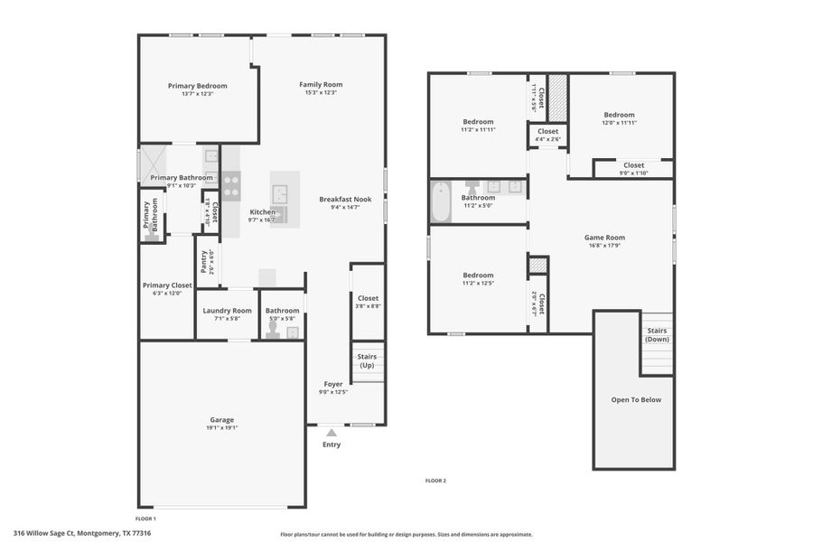 2D floor plan layout of this home in Pine Lake Cove - Traditional Series, Montgomery, TX (Image 2). 2D floor plan layout of this home in Pine Lake Cove - Traditional Series, Montgomery, TX (Image 2).