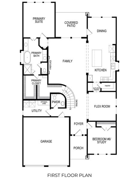 2D floor plan layout for the Cooper F by First Texas Homes in Valencia on The Lake, Little Elm, TX (Image 4).