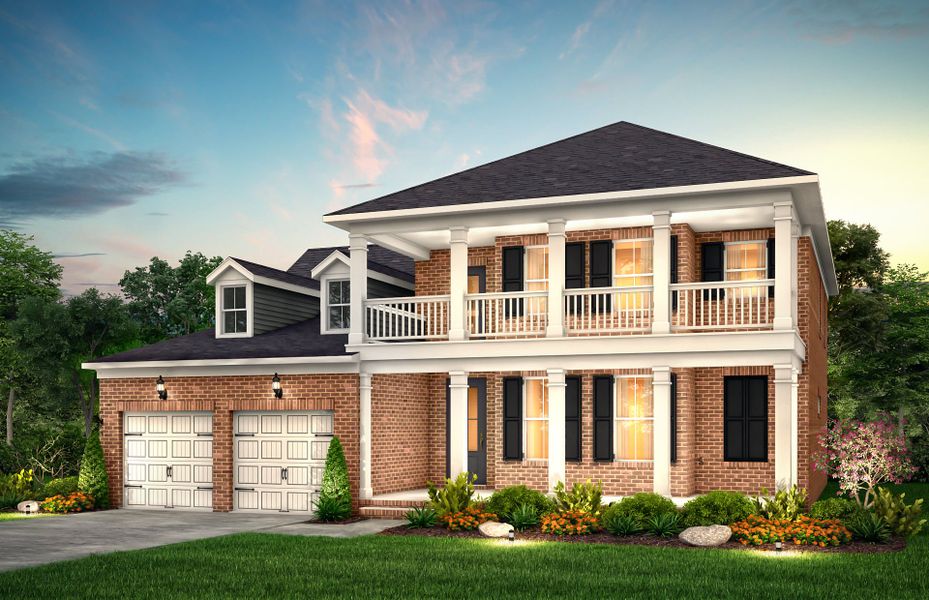 Front exterior of a new home in Durham Farms, Hendersonville, TN, highlighting curb appeal (Image 2). Front exterior of a new home in Durham Farms, Hendersonville, TN, highlighting curb appeal (Image 2).