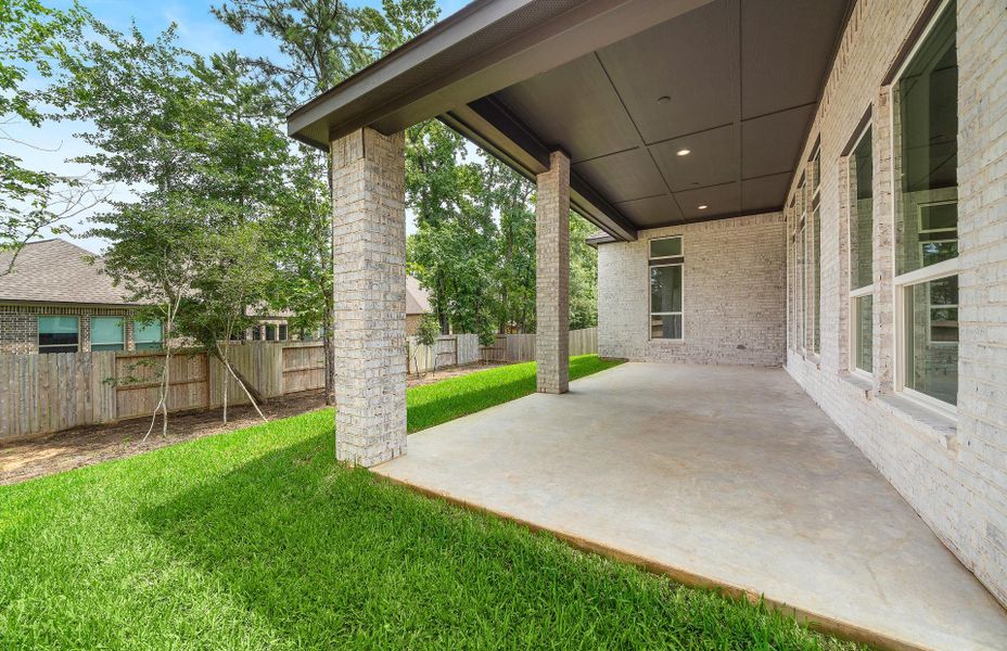 Exterior details and patio area of a home in The Woodlands Hills 65′, Willis (Image 27).