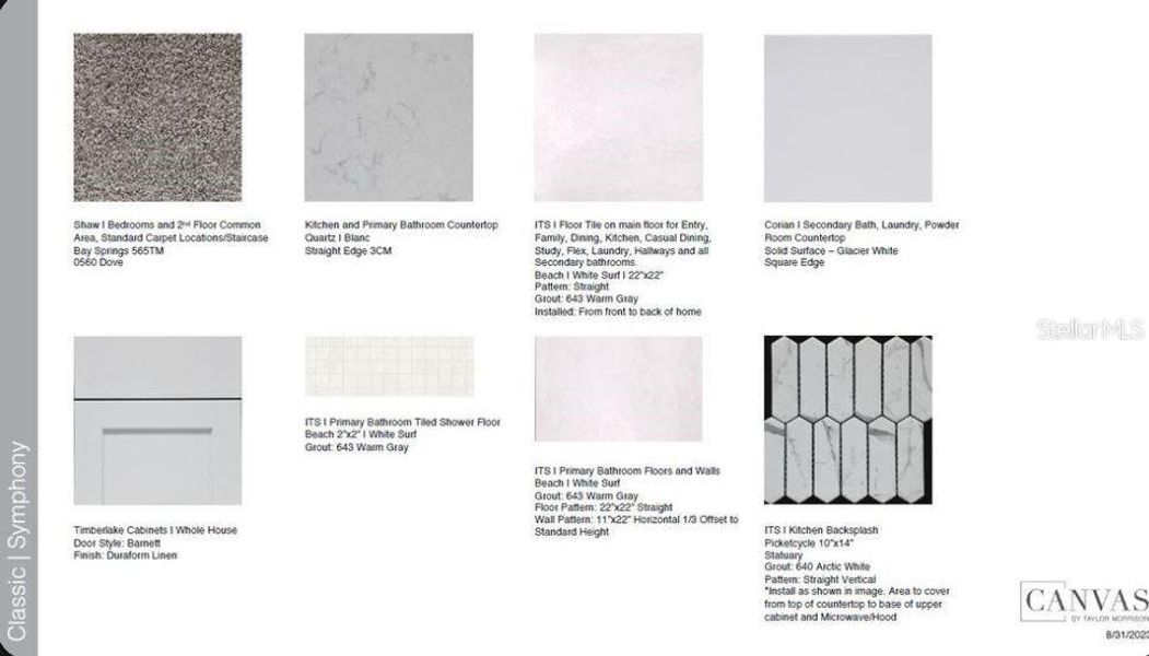 Design Selections.  Home is under construction and selections are subject to change.