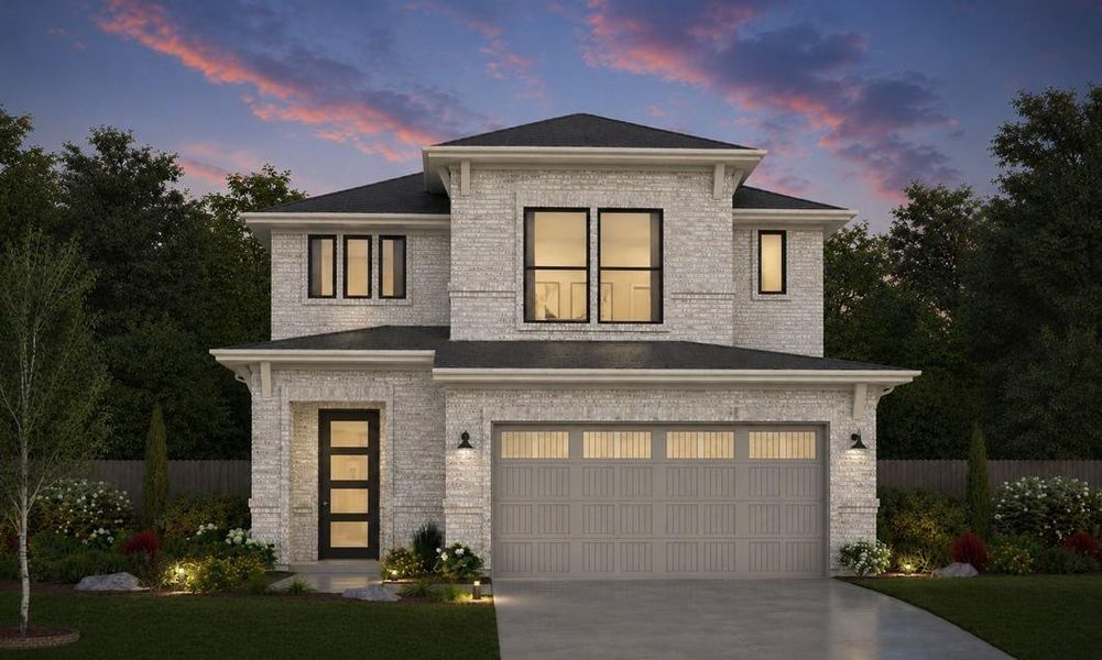 Front exterior of a new home in Emberly  45', Beasley, TX, highlighting curb appeal (Image 16).