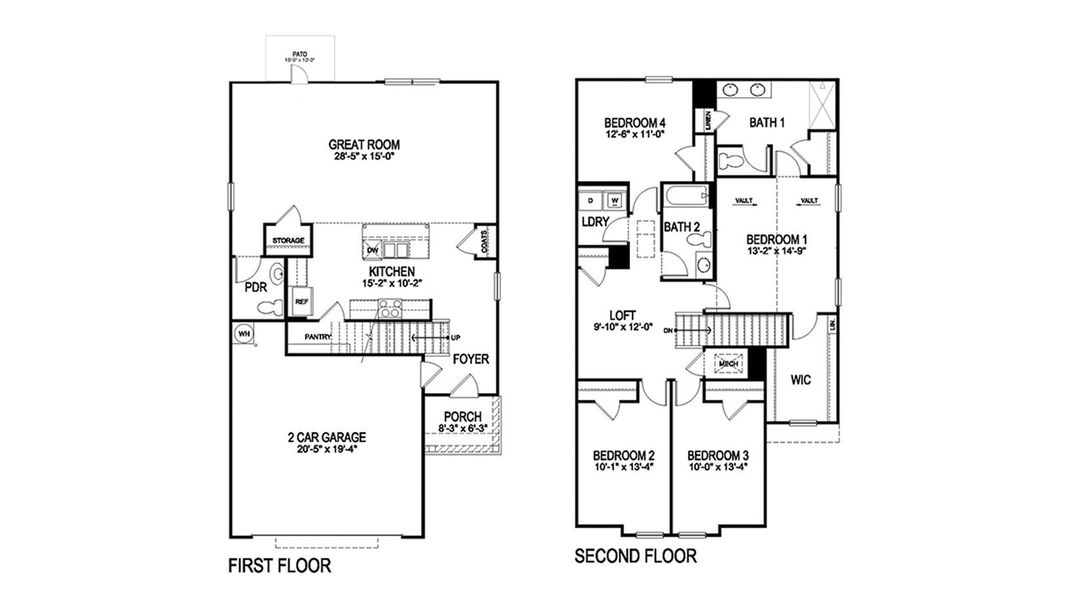 2D floor plan layout for the The Elston by D.R. Horton in Palm Coast Homesites, Palm Coast, FL (Image 5).