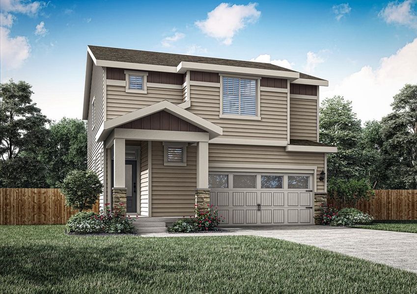 The Peak is a beautiful two story home with siding.