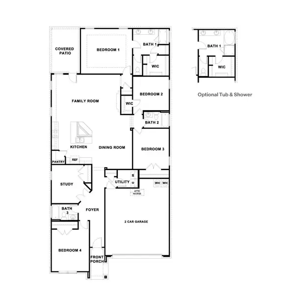 2D floor plan layout of this home in Rosenbusch Ranch, Leander, TX (Image 4).