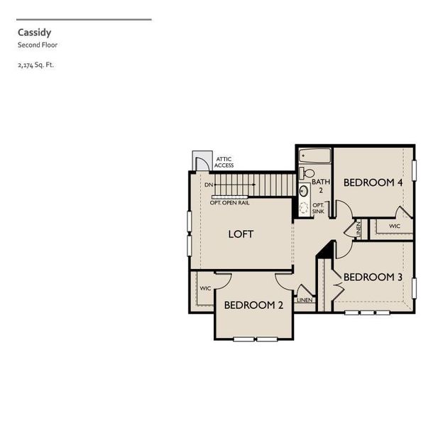 2D floor plan layout of this home in Berry Creek Highlands, Georgetown, TX (Image 5).