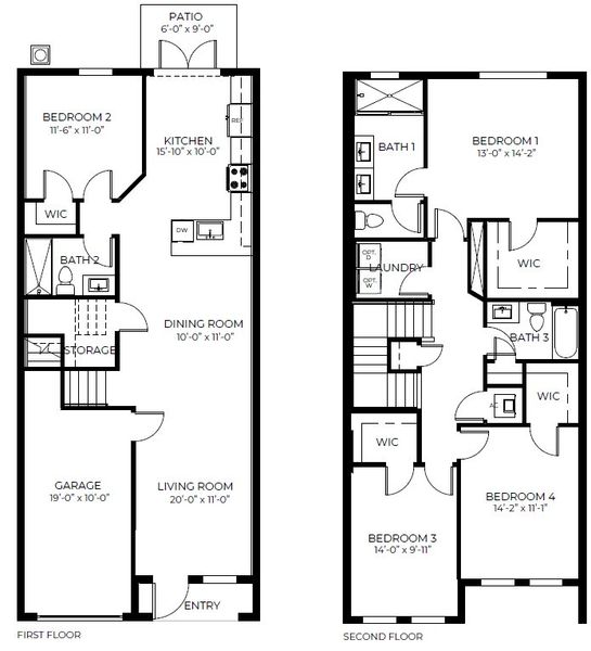 2D floor plan layout for the Stranahan by D.R. Horton in Vineyards, Davie, FL (Image 2).
