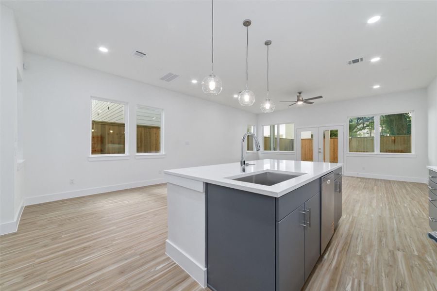 Another View of The Stunning Island with Modern Lighting